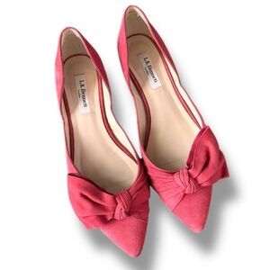 LK Bennett Bow Courts Flats D’Orsay size 38.5 women’s 8.5 pink coral suede